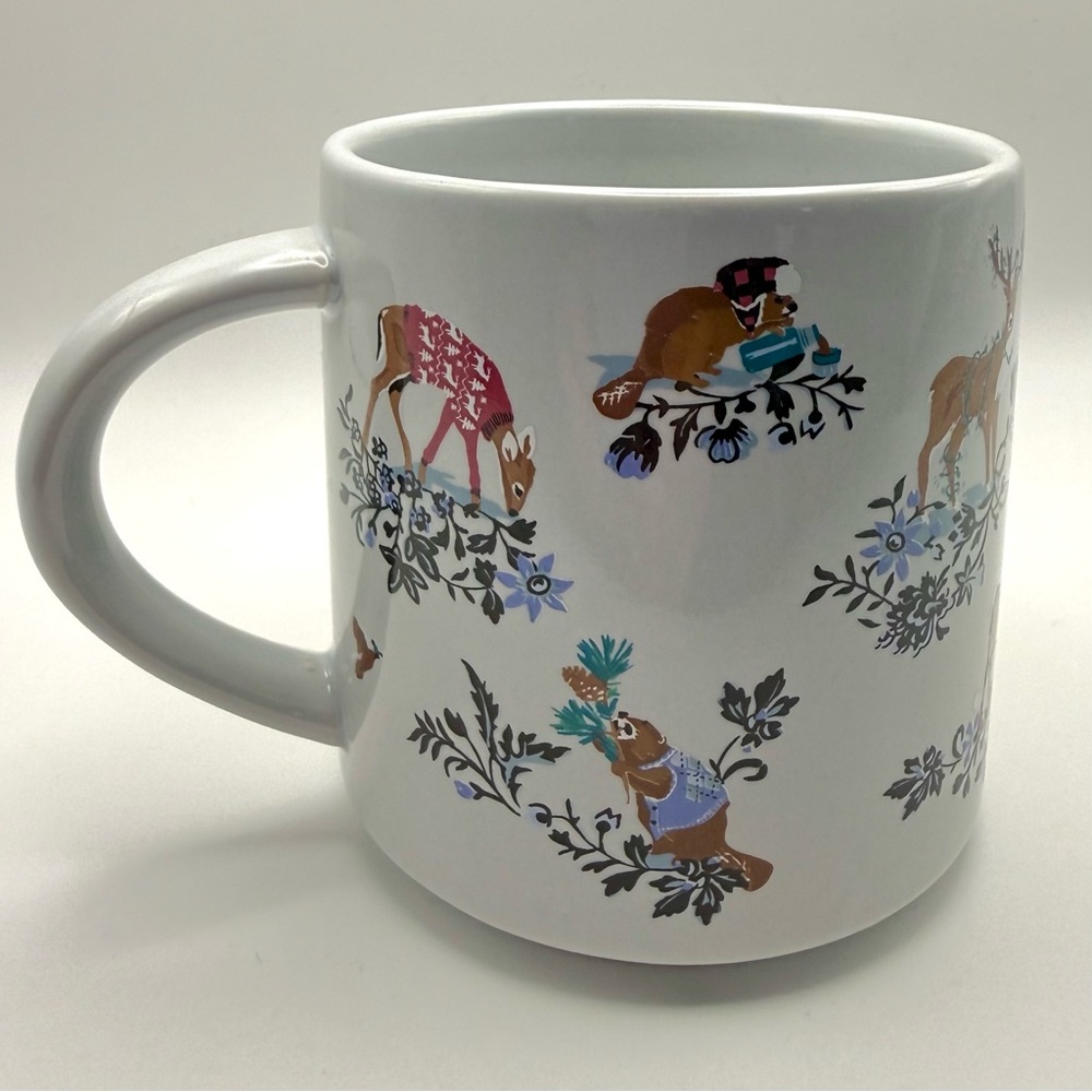 Vera Bradley-Merry Mischief Cool-Coffee Mug-Woodland Animal Snowy Pattern-EUC